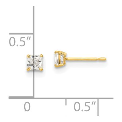 14K Yellow Gold 3mm CZ Square Stud Earrings – view 4
