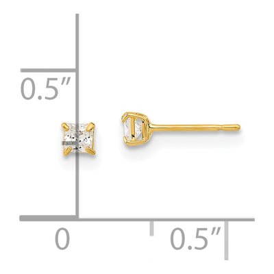 14K Yellow Gold 2.5mm CZ Square Stud Earrings – view 5