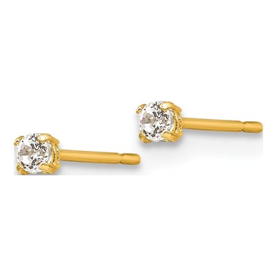 14K Yellow Gold 2mm Round CZ Basket Stud Earrings – view 2