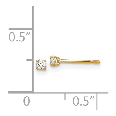 14K Yellow Gold 2mm Round CZ Basket Stud Earrings – view 4
