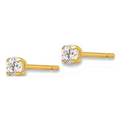 14K Yellow Gold 2.5mm Round CZ Stud Earrings – view 3