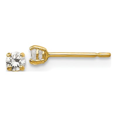 14K Yellow Gold 2.5mm Round CZ Stud Earrings