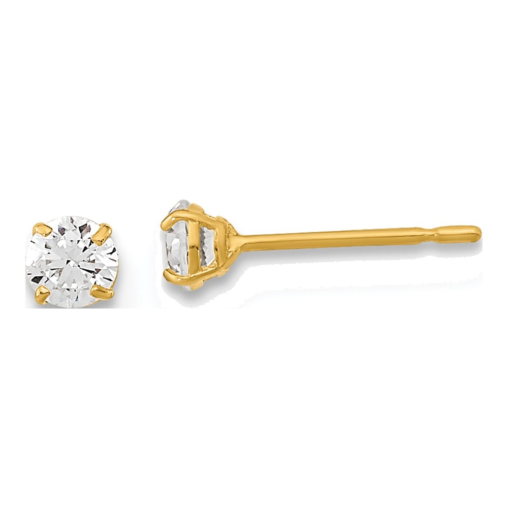 Girls' 14K Yellow Gold CZ Stud Earrings