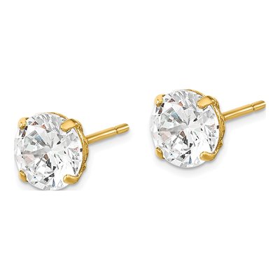 14K Yellow Gold 5mm Round CZ for Girls Stud Earrings – view 3