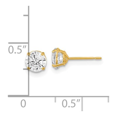 14K Yellow Gold 5mm Round CZ for Girls Stud Earrings – view 4
