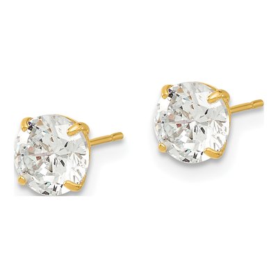 14K Yellow Gold 6mm CZ Round Stud Earrings – view 3