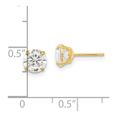 14K Yellow Gold 6mm CZ Round Stud Earrings – view 5