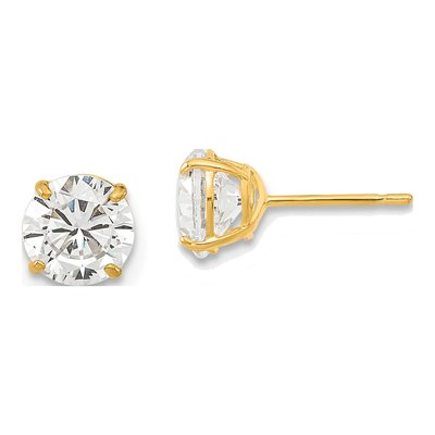 14K Yellow Gold 6mm CZ Round Stud Earrings