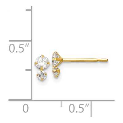 14K Yellow Gold Round CZ for Girls Stud Earrings – view 5