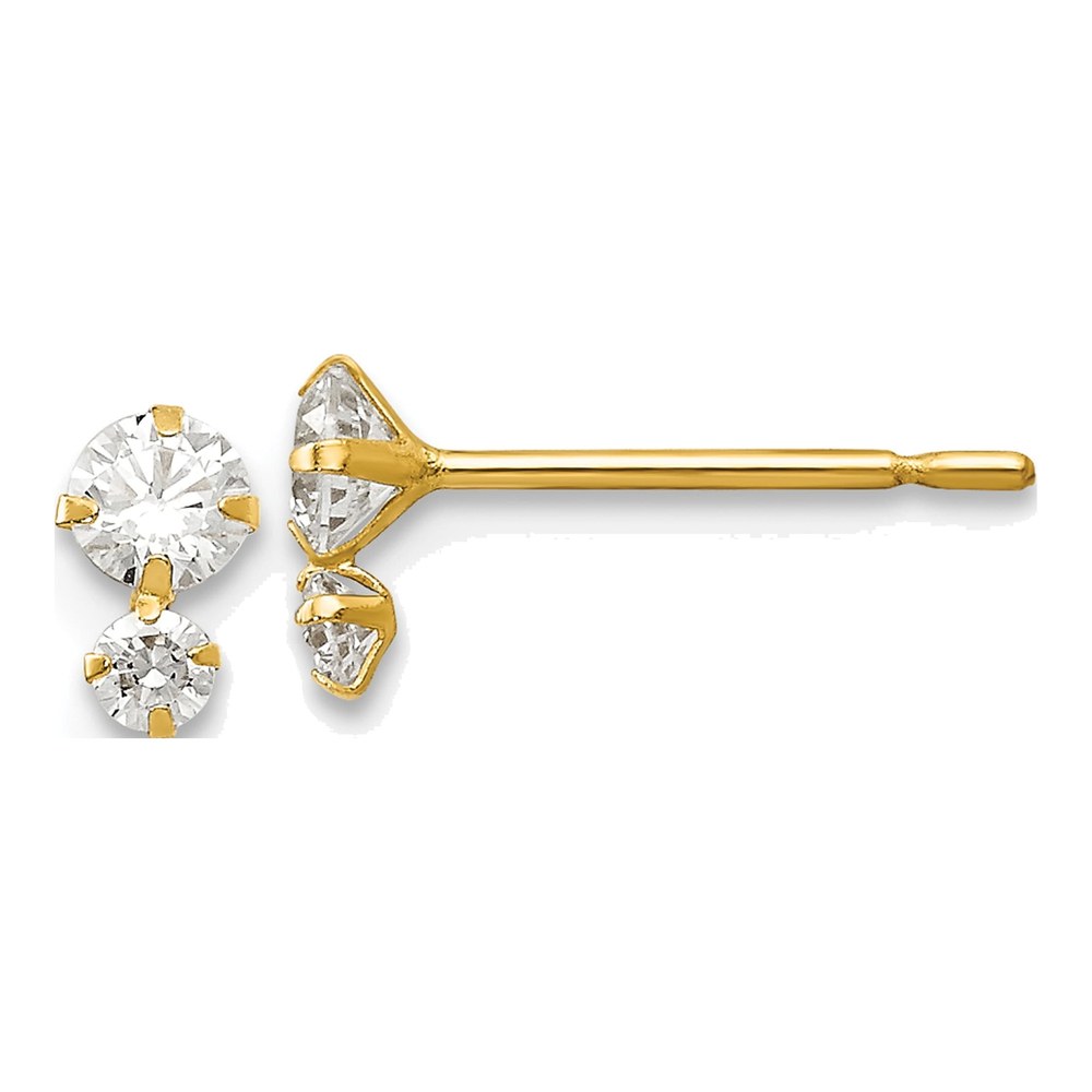 14K Yellow Gold Madi K CZ Stud Earrings for Girls