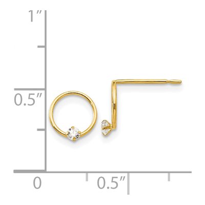 14K Yellow Gold CZ Circle for Girls Stud Earrings – view 5