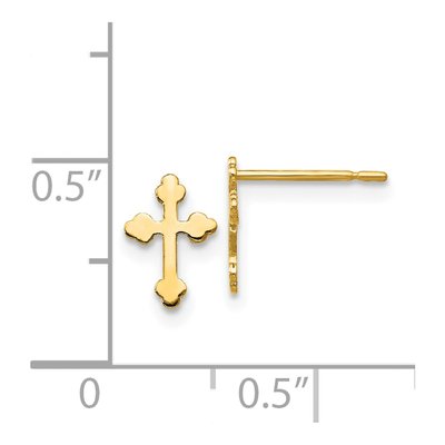14K Yellow Gold Girls' Cross Stud Earrings – view 5