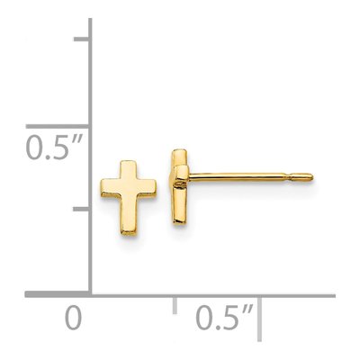 14K Yellow Gold Tiny Cross for Girls Stud Earrings – view 5