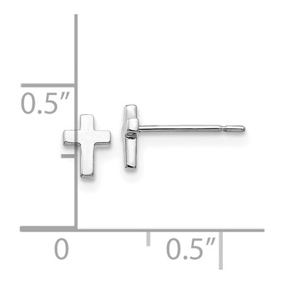 14K White Gold Tiny Cross Stud Earrings – view 4