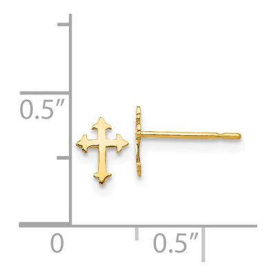 14K Yellow Gold Cross for Girls Stud Earrings – view 5