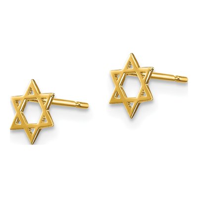 14K Yellow Gold Star of David Stud Earrings – view 3