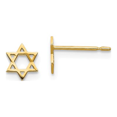 14K Yellow Gold Star of David Stud Earrings