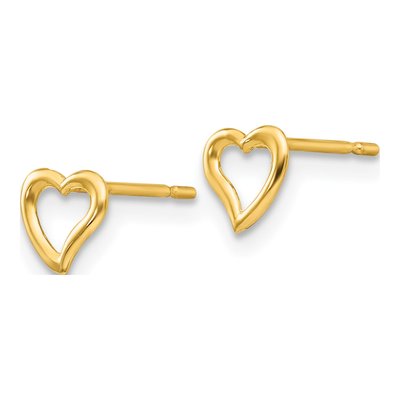 14K Yellow Gold Girls' Heart Stud Earrings – view 3