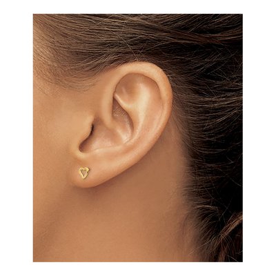 14K Yellow Gold Girls' Heart Stud Earrings – view 4