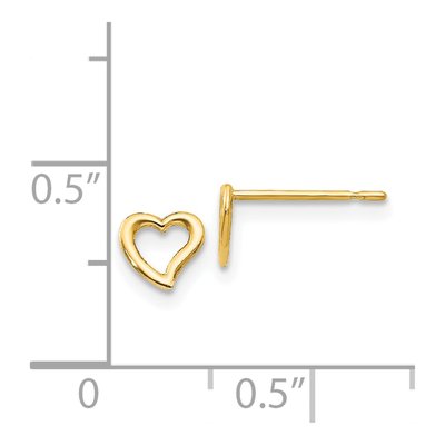 14K Yellow Gold Girls' Heart Stud Earrings – view 5