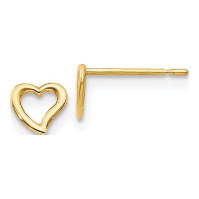 14K Yellow Gold Girls' Heart Stud Earrings