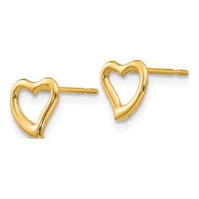 14K Yellow Gold Heart Stud Earrings – view 3