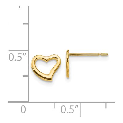 14K Yellow Gold Heart Stud Earrings – view 5