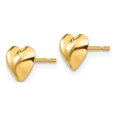 14K Yellow Gold Heart for Girls Stud Earrings – view 3