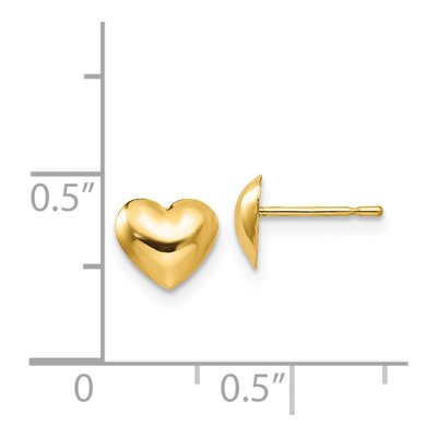 14K Yellow Gold Heart for Girls Stud Earrings – view 5