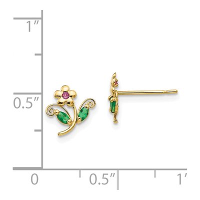 14K Yellow Gold CZ Flower Stud Earrings – view 4