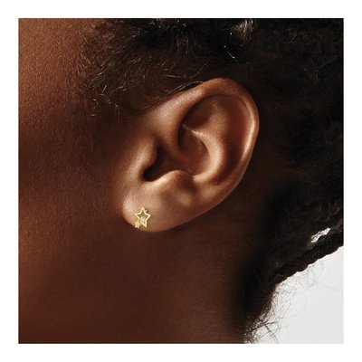 14K Two-Tone Gold CZ Girls' Star Stud Earrings – view 3