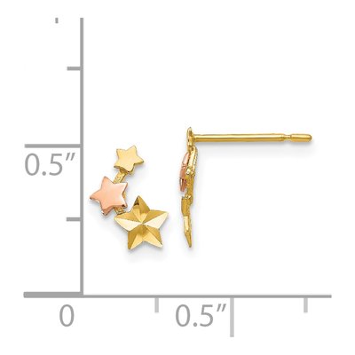 14K Two-Tone Gold Girls' Star Stud Earrings – view 5