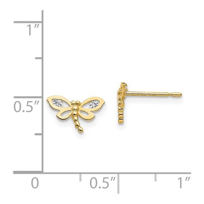 14K Yellow Gold CZ Dragonfly Girls' Stud Earrings – view 5