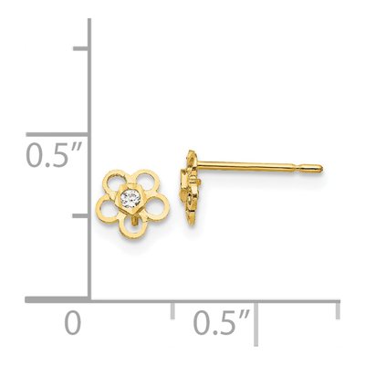 14K Yellow Gold CZ Flower Stud Earrings – view 5
