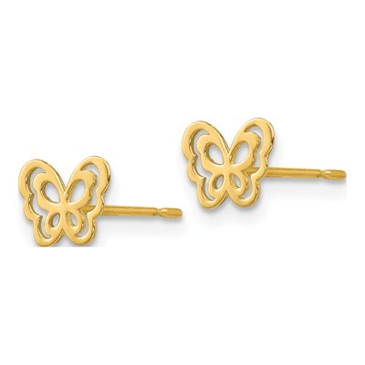 14K Yellow Gold Butterfly Stud Earrings – view 3