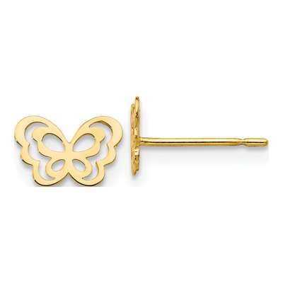 14K Yellow Gold Butterfly Stud Earrings