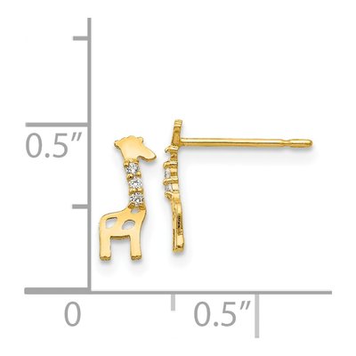 14K Yellow Gold CZ Girls' Giraffe Stud Earrings – view 5