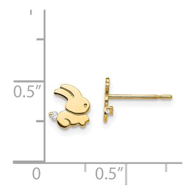 14K Yellow Gold CZ Bunny Stud Earrings – view 5