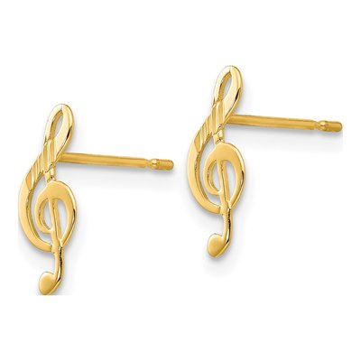 14K Yellow Gold Treble Clef for Girls Dangle Earrings – view 2