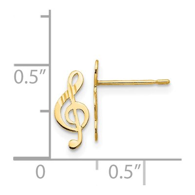 14K Yellow Gold Treble Clef for Girls Dangle Earrings – view 4