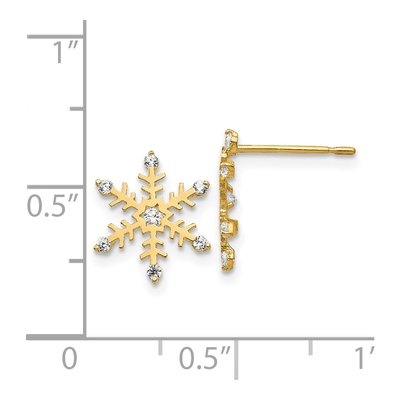 14K Yellow Gold CZ Girls' Snowflake Stud Earrings – view 5