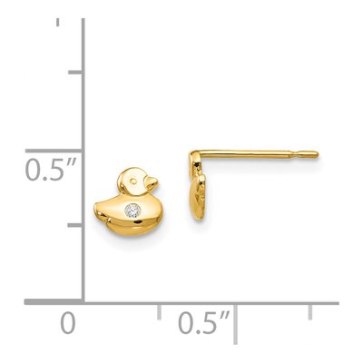 14K Yellow Gold CZ Duck Stud Earrings – view 5