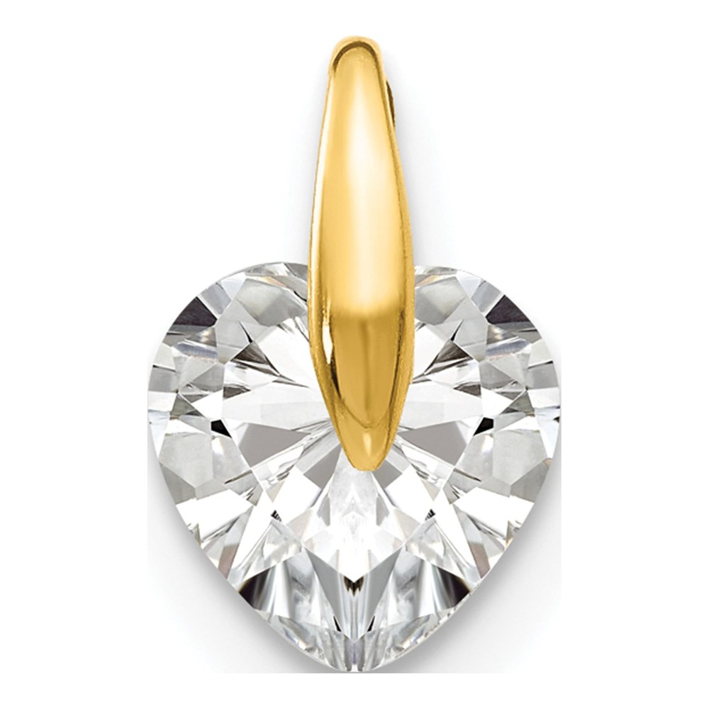 14K Yellow Gold CZ Heart Pendant