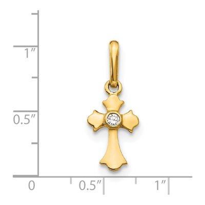 14K Yellow Gold CZ Kids' Cross Pendant – view 4