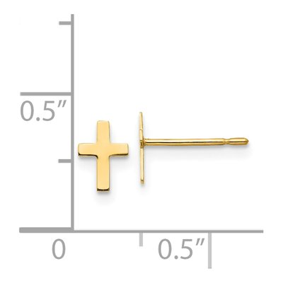 14K Yellow Gold Girls' Cross Stud Earrings – view 4