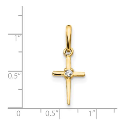 14K Yellow Gold CZ Cross Pendant – view 4