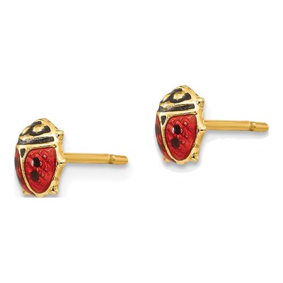 14K Yellow Gold Ladybug Stud Earrings – view 3