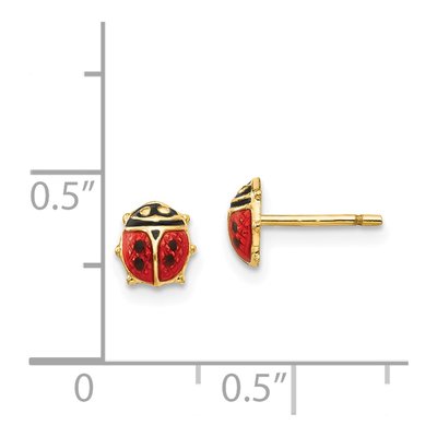 14K Yellow Gold Ladybug Stud Earrings – view 5