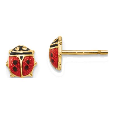 14K Yellow Gold Ladybug Stud Earrings