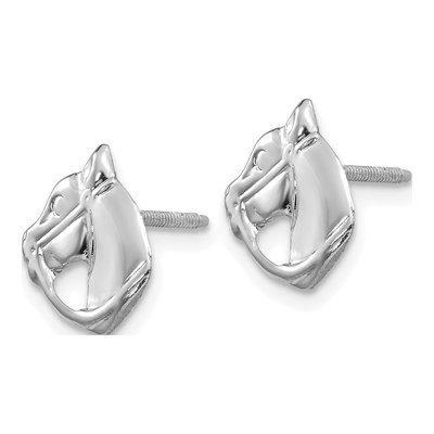 14K White Gold Horse Head Screwback Stud Earrings – view 2